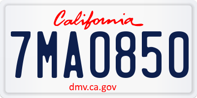 CA license plate 7MAO850