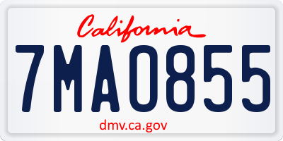 CA license plate 7MAO855