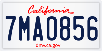 CA license plate 7MAO856