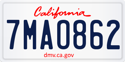 CA license plate 7MAO862