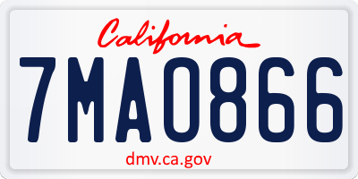 CA license plate 7MAO866
