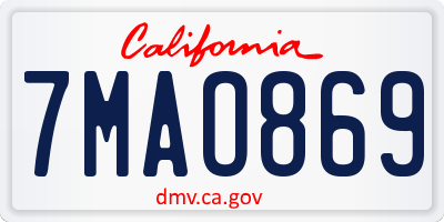 CA license plate 7MAO869