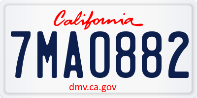CA license plate 7MAO882