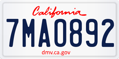CA license plate 7MAO892
