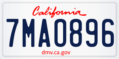 CA license plate 7MAO896