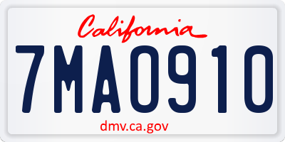 CA license plate 7MAO910