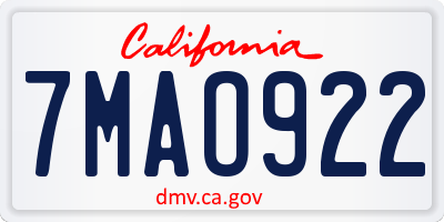 CA license plate 7MAO922