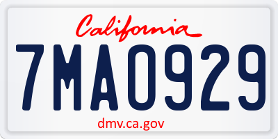 CA license plate 7MAO929