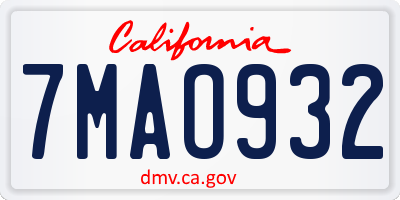 CA license plate 7MAO932