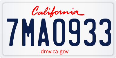 CA license plate 7MAO933