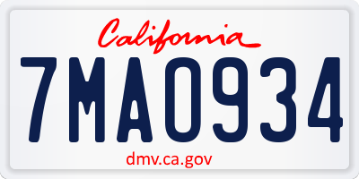 CA license plate 7MAO934