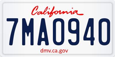 CA license plate 7MAO940