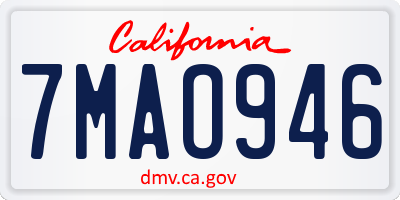 CA license plate 7MAO946