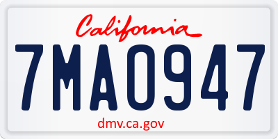 CA license plate 7MAO947