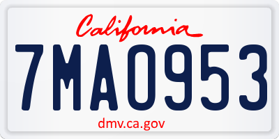 CA license plate 7MAO953