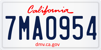 CA license plate 7MAO954