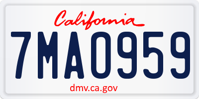 CA license plate 7MAO959