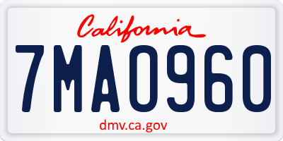 CA license plate 7MAO960