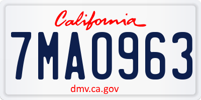 CA license plate 7MAO963
