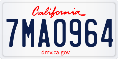 CA license plate 7MAO964