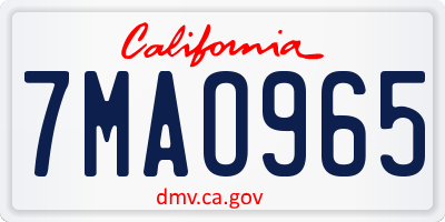 CA license plate 7MAO965