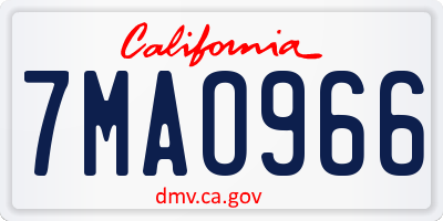 CA license plate 7MAO966