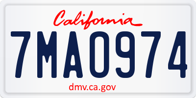 CA license plate 7MAO974