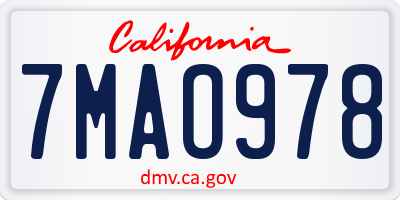 CA license plate 7MAO978