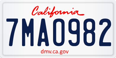 CA license plate 7MAO982
