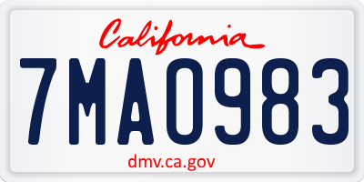 CA license plate 7MAO983
