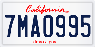CA license plate 7MAO995
