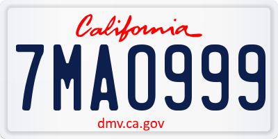 CA license plate 7MAO999