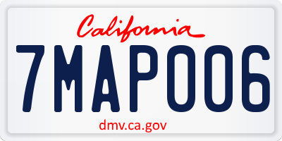 CA license plate 7MAP006