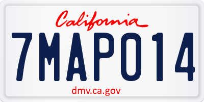 CA license plate 7MAP014