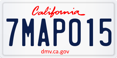 CA license plate 7MAP015