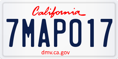 CA license plate 7MAP017