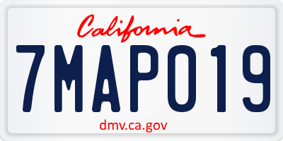 CA license plate 7MAP019