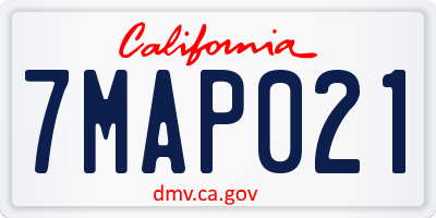 CA license plate 7MAP021