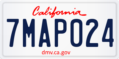 CA license plate 7MAP024