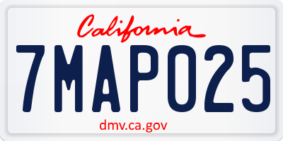 CA license plate 7MAP025