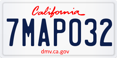 CA license plate 7MAP032