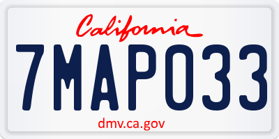 CA license plate 7MAP033