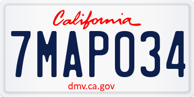 CA license plate 7MAP034
