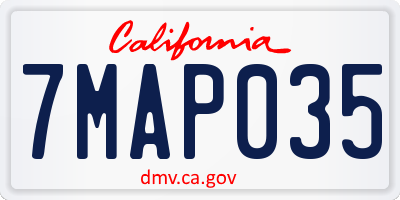 CA license plate 7MAP035