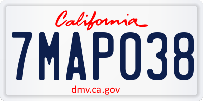 CA license plate 7MAP038