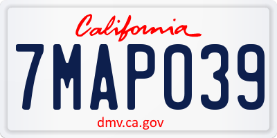 CA license plate 7MAP039
