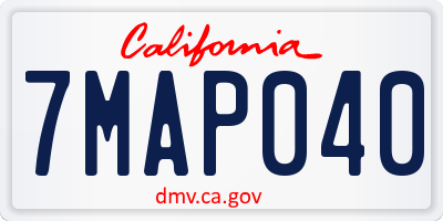 CA license plate 7MAP040