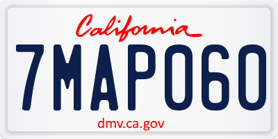 CA license plate 7MAP060