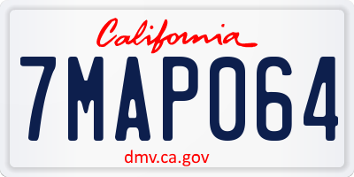 CA license plate 7MAP064