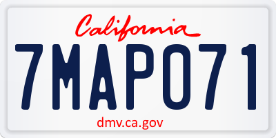 CA license plate 7MAP071